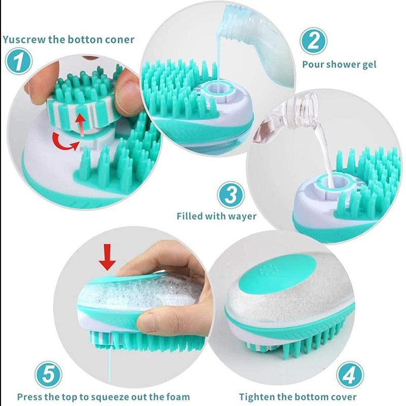 2-in-1 Silicone Pet Bath & Shampoo Brush