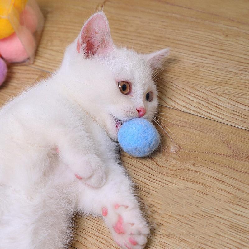 12-Piece Plush Pom-Pom Cat Toy Set