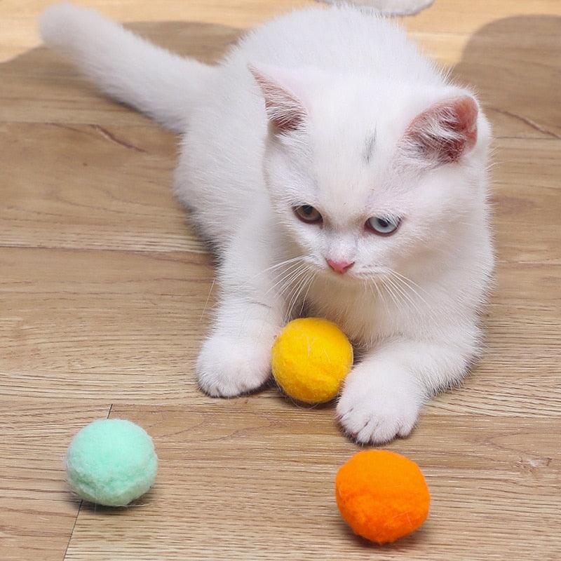 12-Piece Plush Pom-Pom Cat Toy Set