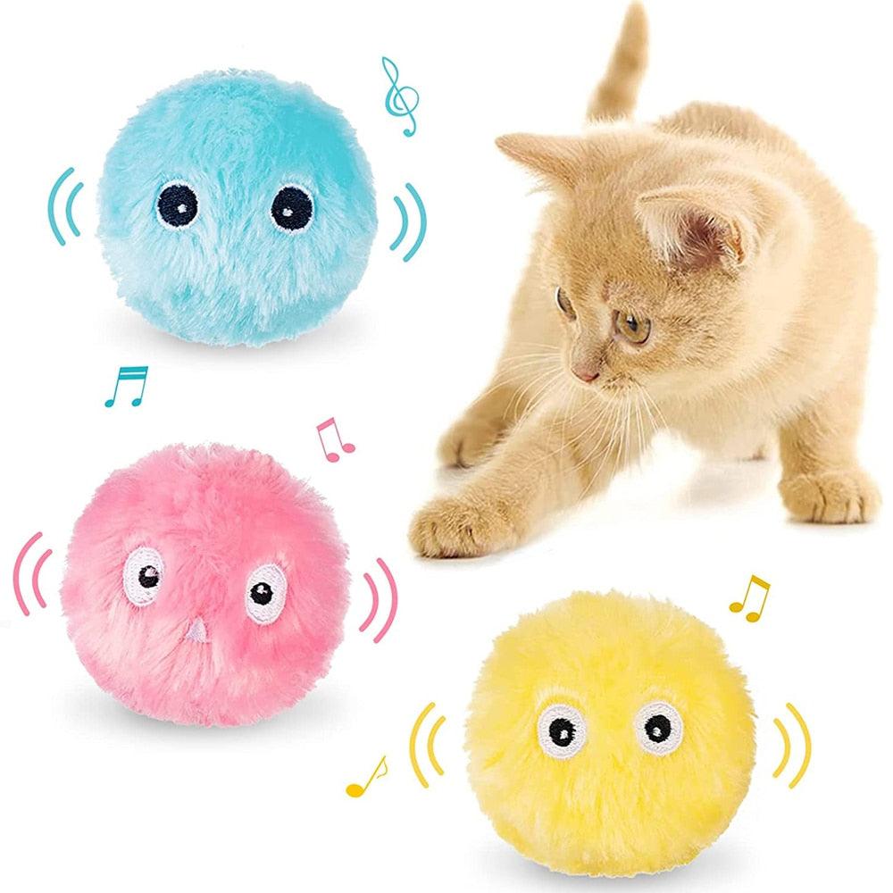 Interactive Chirping Plush Cat Ball