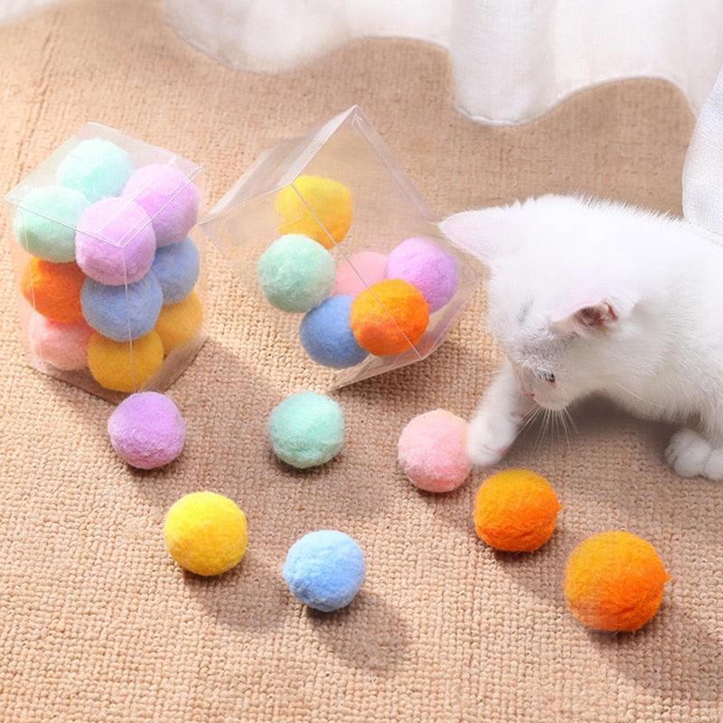 12-Piece Plush Pom-Pom Cat Toy Set