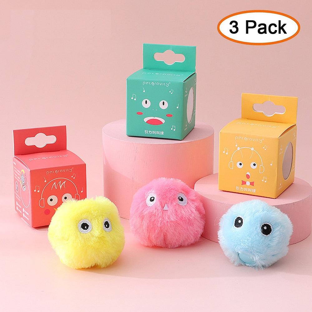 Interactive Chirping Plush Cat Ball