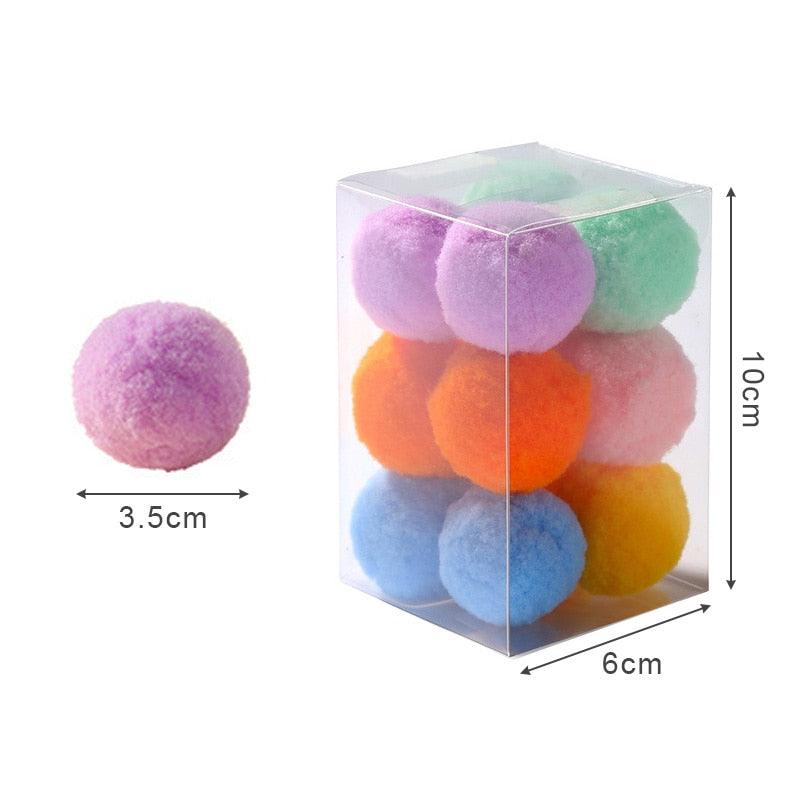 12-Piece Plush Pom-Pom Cat Toy Set